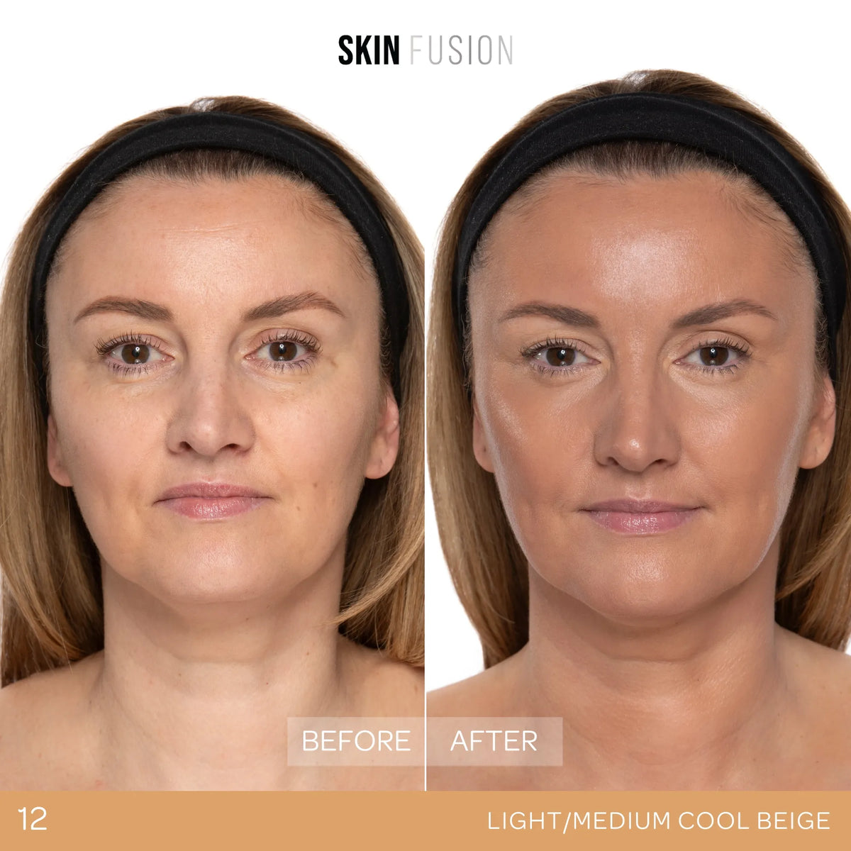 BPerfect Skin Fusion Skin Tint Shade 12 before and after coverage