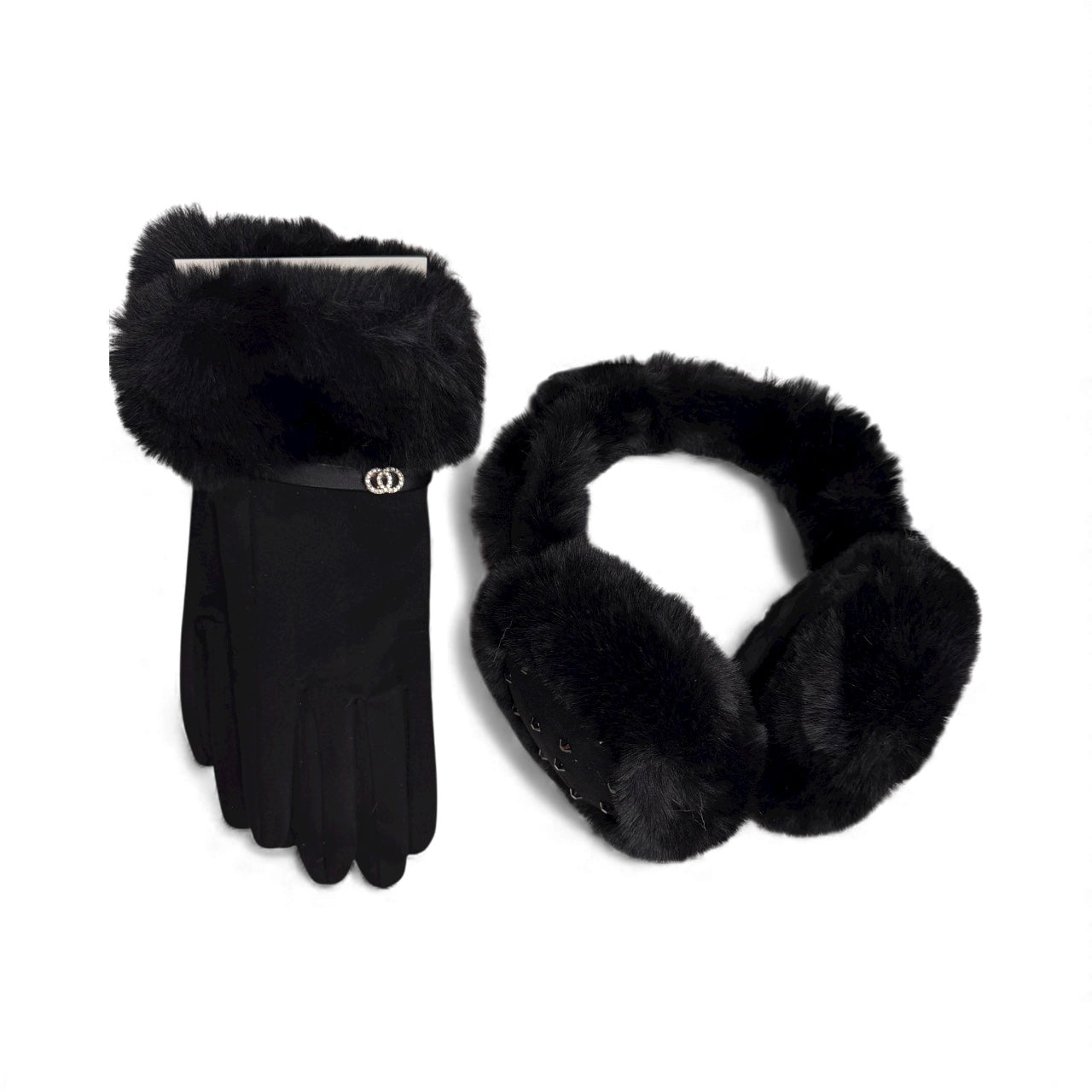 Brandwell luxury earmuff & glove gift set displayed flat