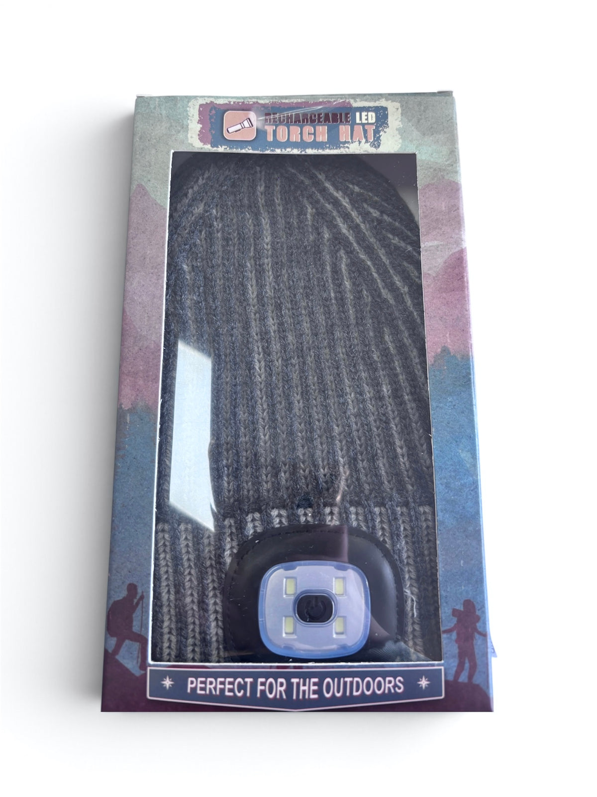 Brandwell Rechargeable LED Torch Beanie Hat in grey with built-in LED light
