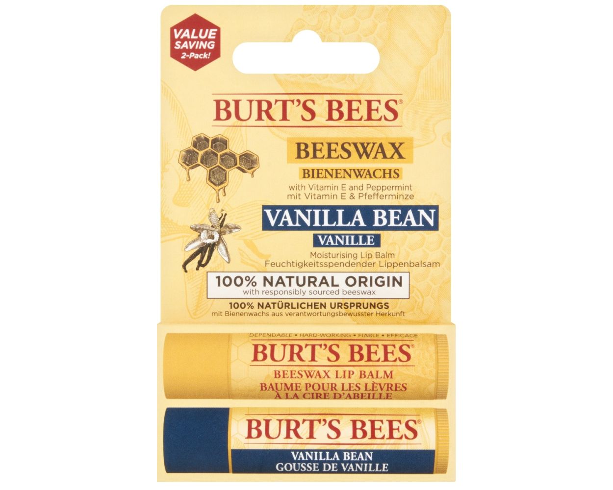 Burt's Bees Beeswax And Vanilla Bean Duo Pack Lip Balm