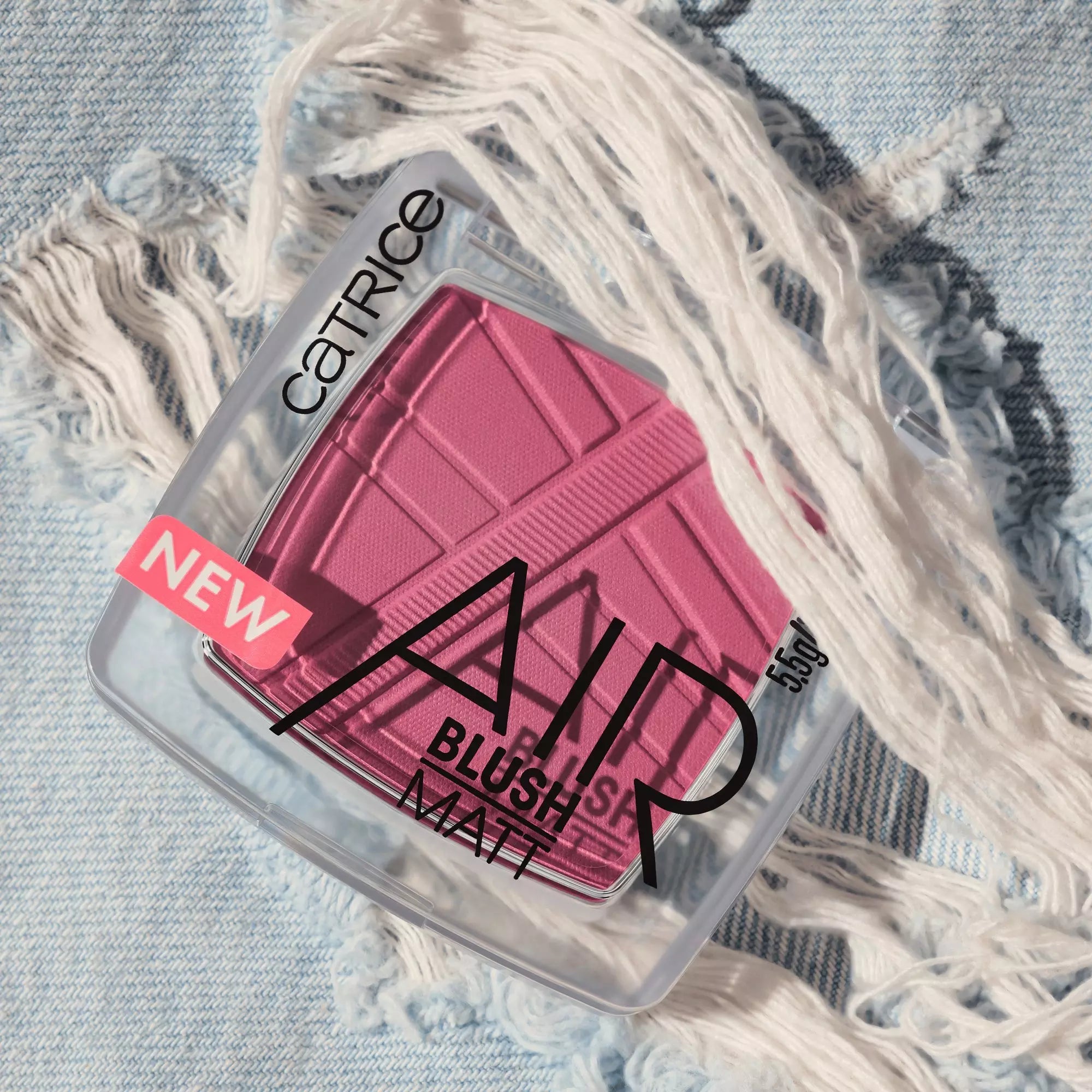 Catrice AirBlush Matt Blusher 150 Wine Time Laid on Denim Fabric