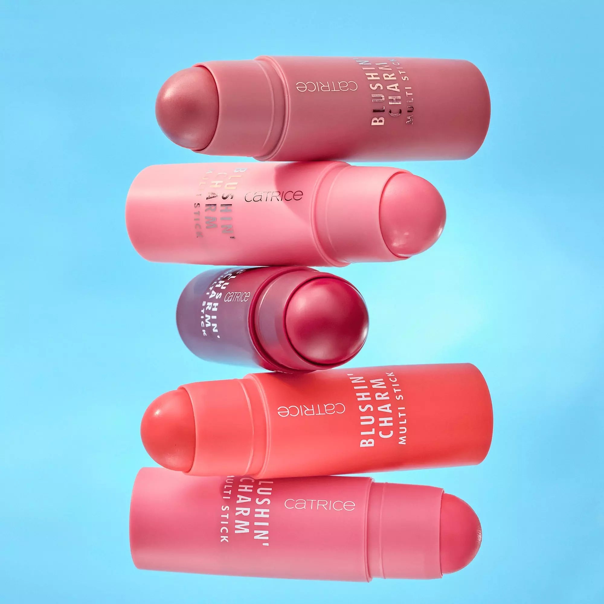 Multiple shades of Catrice Blushin’ Charm Multi Stick stacked