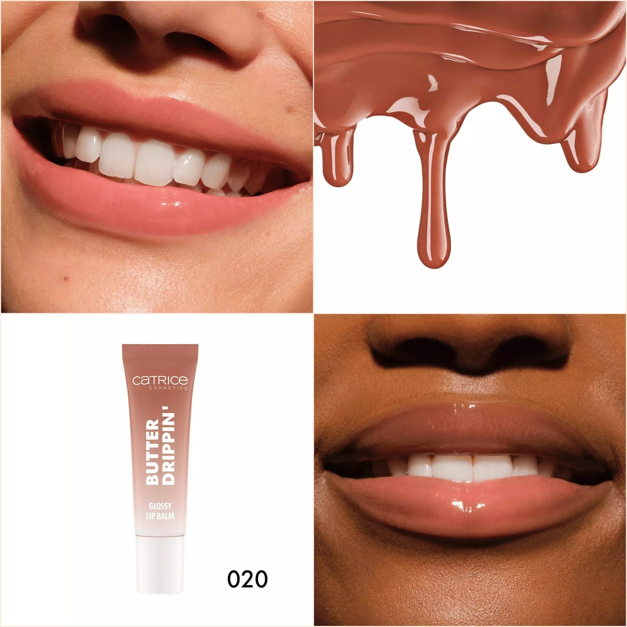 Side view of Catrice Butter Drippin’ Glossy Lip Balm 020 Maple Latte