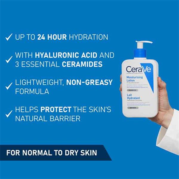 CeraVe 473ml moisturising lotion with ceramides and hyaluronic acid