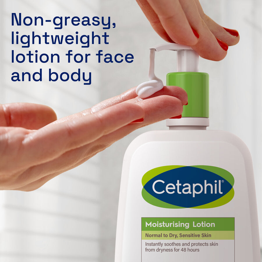 Lightweight Cetaphil face and body moisturiser with non-greasy texture