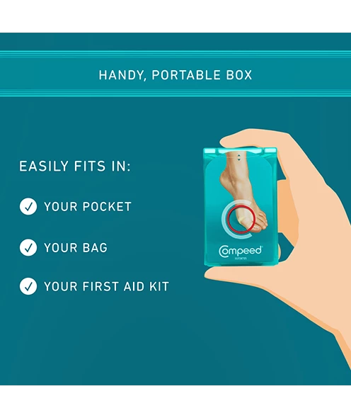 Compeed plaster applied to toe for instant pain relief and healing