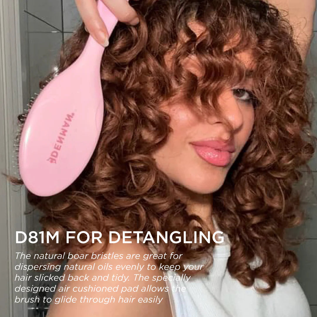 Denman D81 Style & Shine Pastel Pink Hair Brush For Detangling