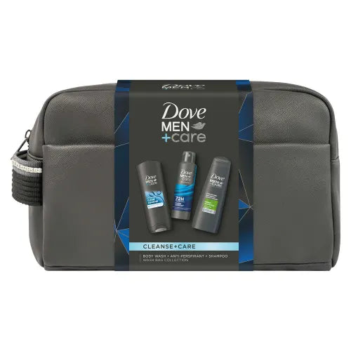     Dove Men+Care Cleanse & Care Washbag Gift Set with three men’s toiletries