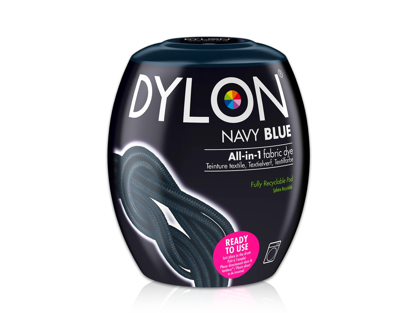 Navy Blue fabric dye pod for washing machine use by Dylon