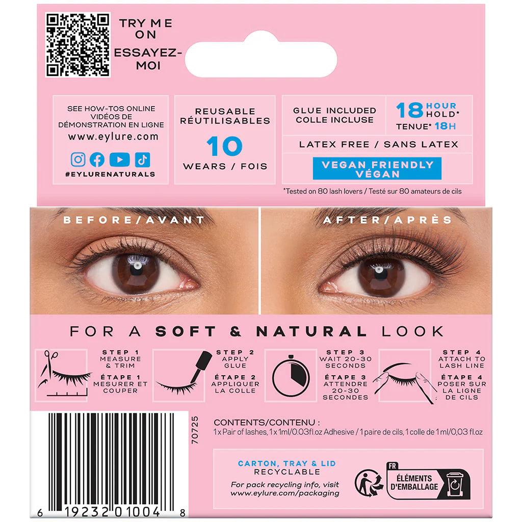 Eylure London Naturals Wispy No.32 short band lashes back of pack