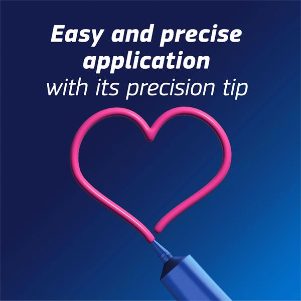 Fixodent Ultimate adhesive cream – precision tip graphic showing easy, precise application
