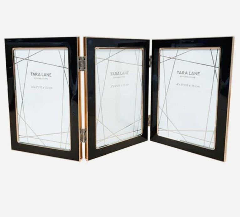 Ella Folding Photo Frame Black/gold 4 x 6