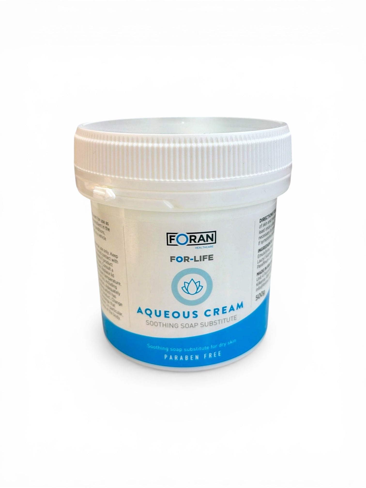 Foran For Life aqueous cream 500g moisturiser tub For dry eczema prone skin 
