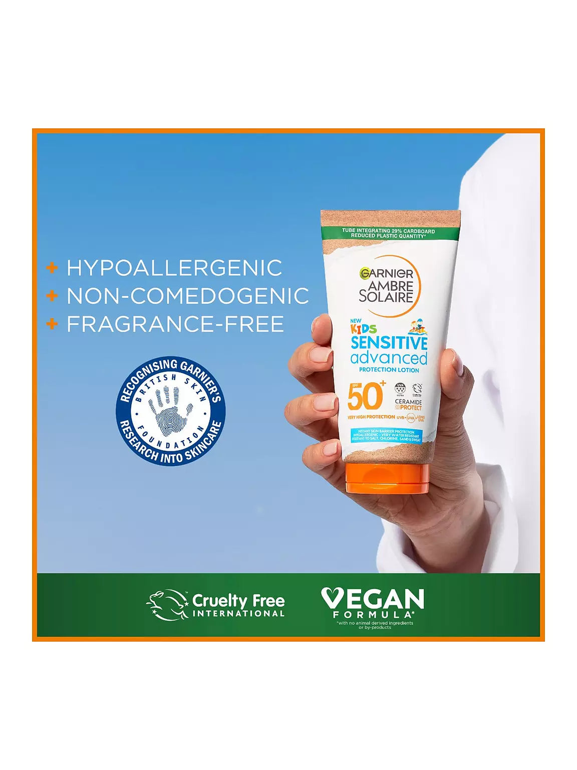 Garnier Ambre Solaire sun cream for kids’ sensitive skin, vegan 
