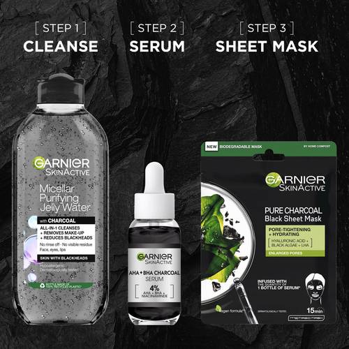 Garnier Skinactive Aha + Bha Charcoal Anti Blemish Serum System