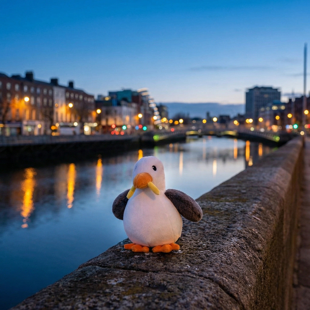 Gosh Seagull plush toy on Dublin quayside seaside kids gift