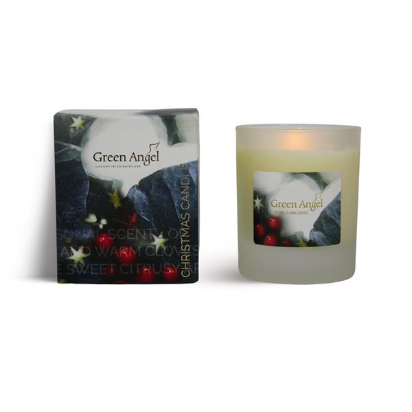 Green Angel Christmas Candle Spiced Orange