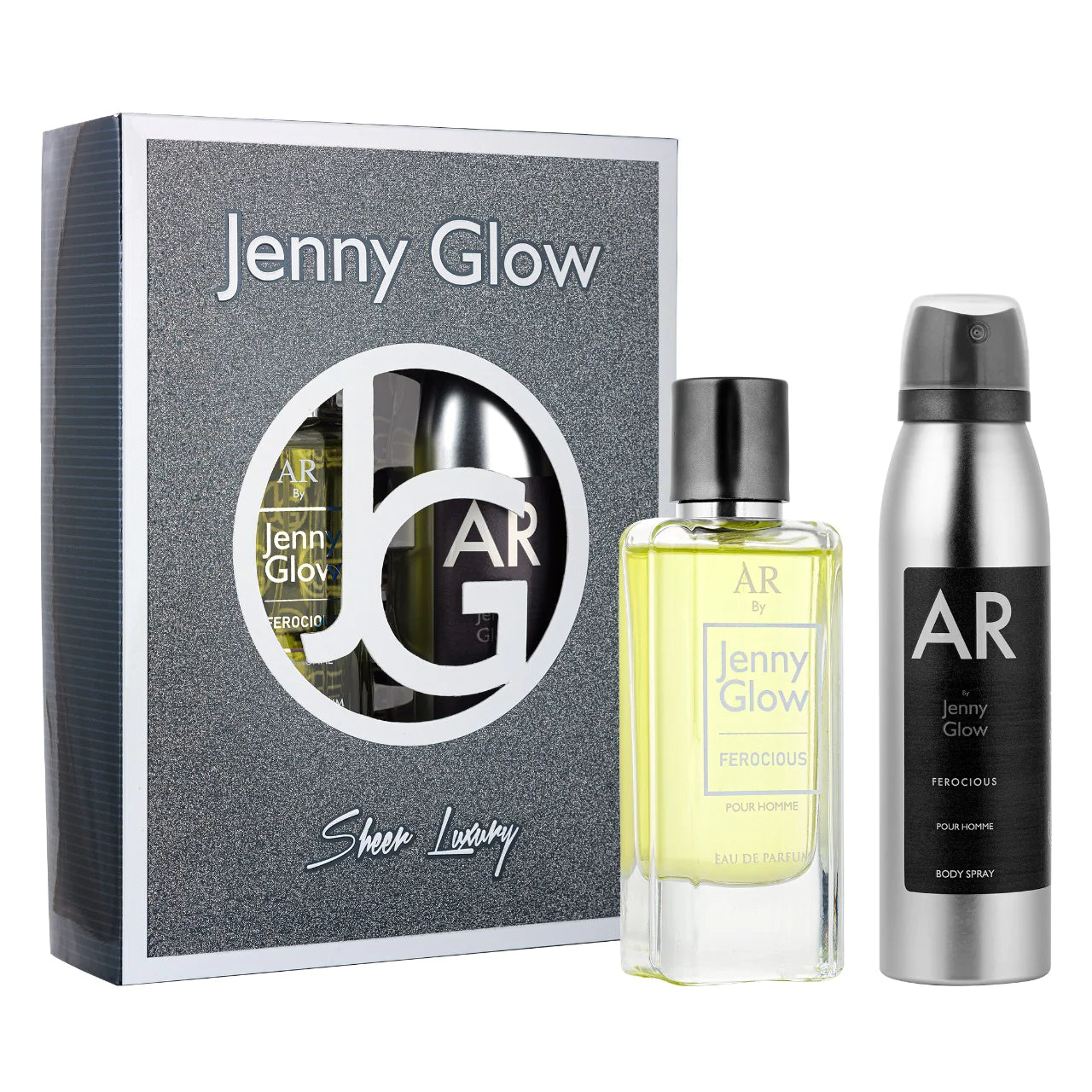 Jenny Glow Perfume & Body Spray Set For Men - Ferocious