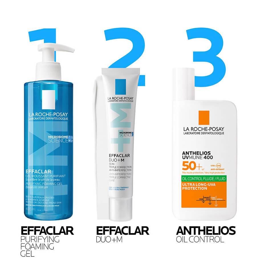 Effaclar skincare routine with Duo+M and foaming gel cleanser