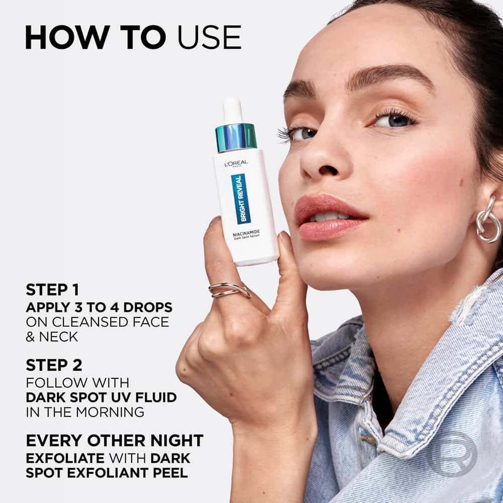 L'Oréal Paris Bright Reveal Niacinamide Dark Spot Serum How To use