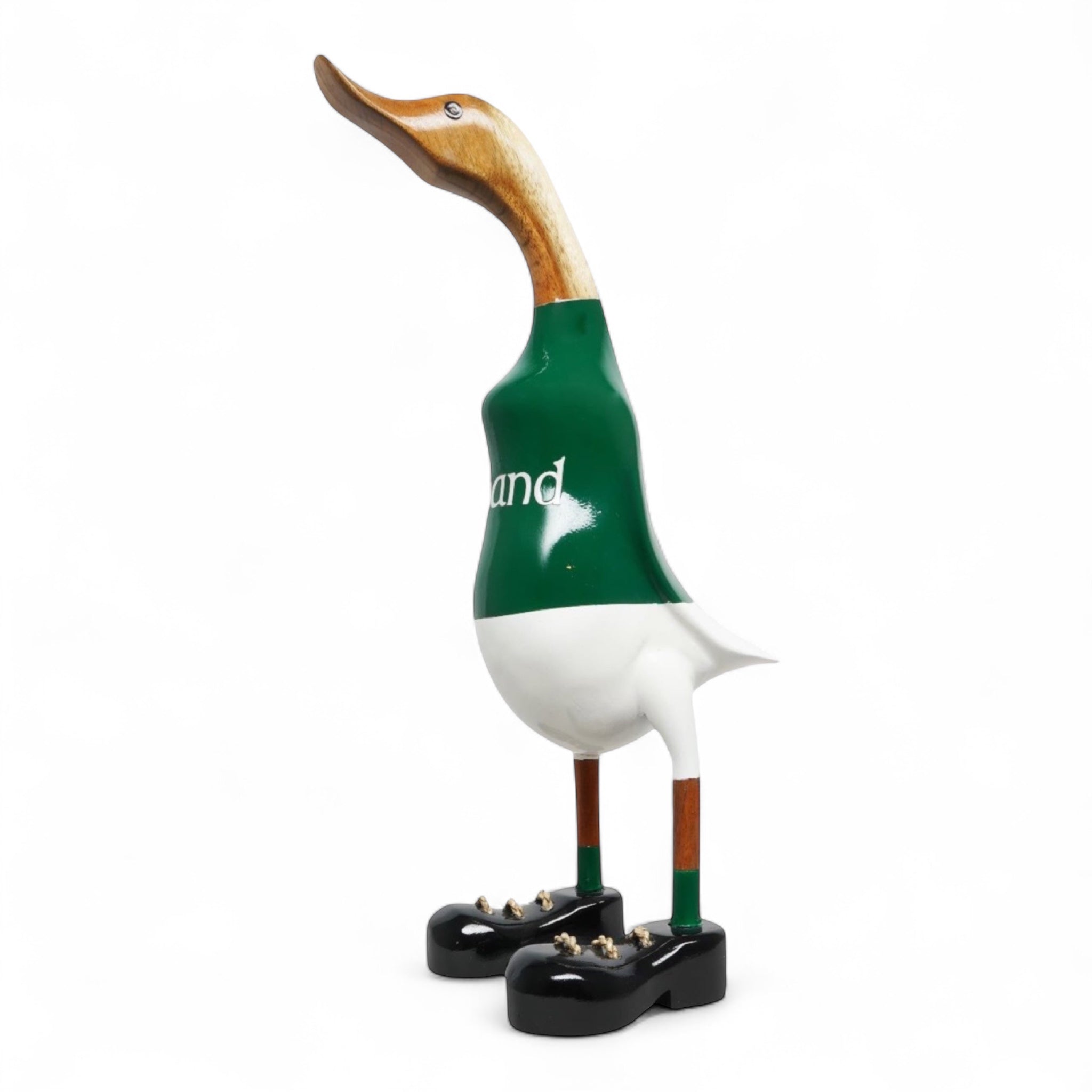 Hand-carved Ireland sports fan duck made from bamboo