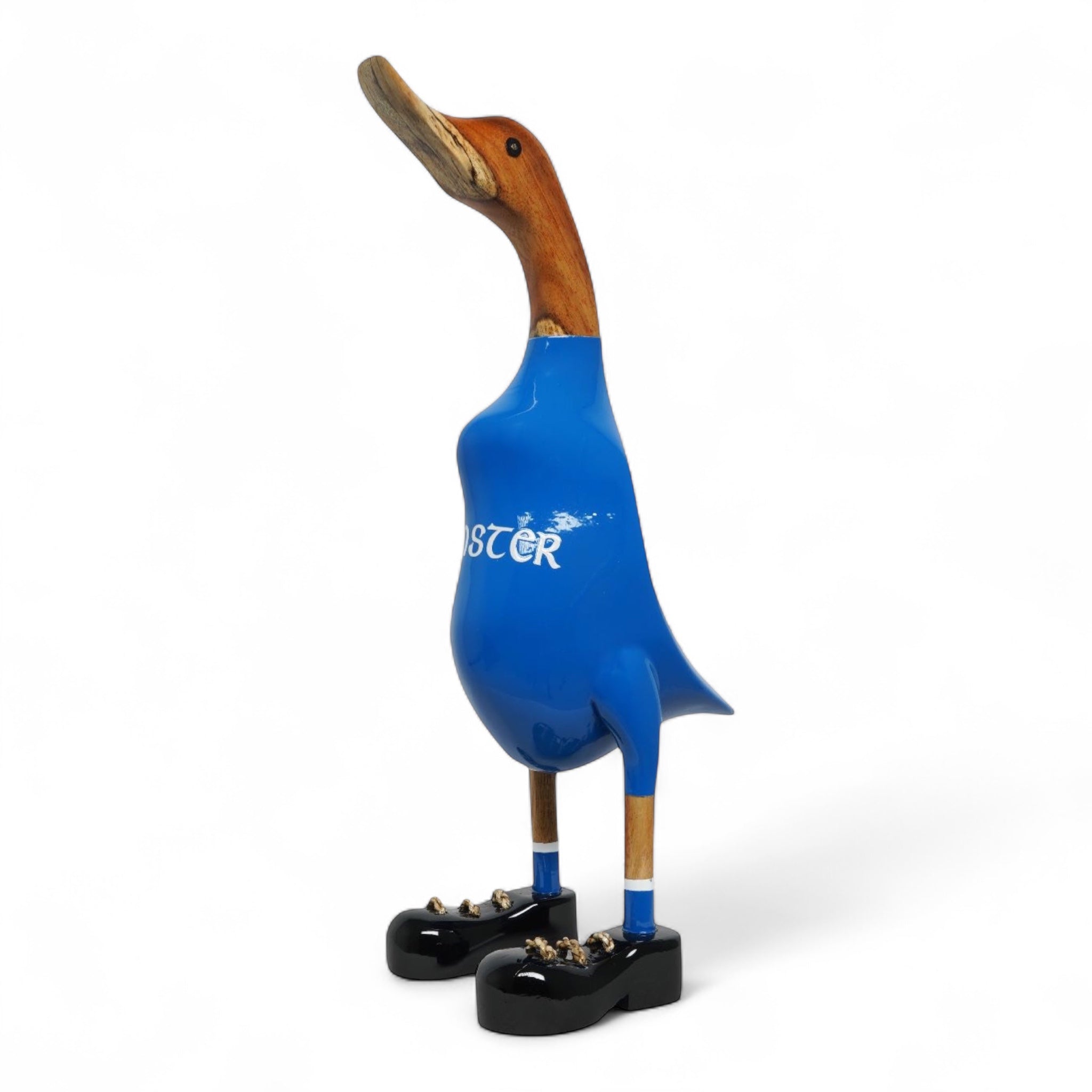 Lucky Ducks Leinster supporter duck in blue jersey – handmade in Ireland