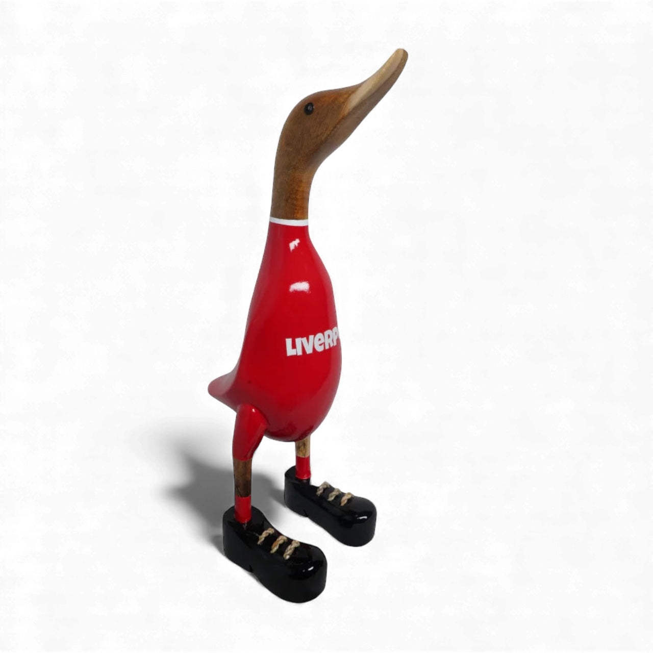 lucky ducks liverpool red supporter duck hand-carved bamboo ornament