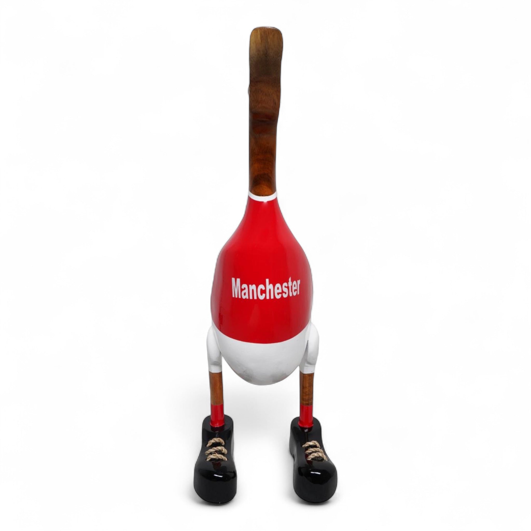 Hand-painted football duck in red jersey – perfect for fans