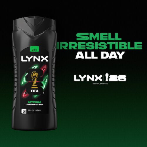 Lynx Africa FIFA Edition body wash for all-day fresh fragrance