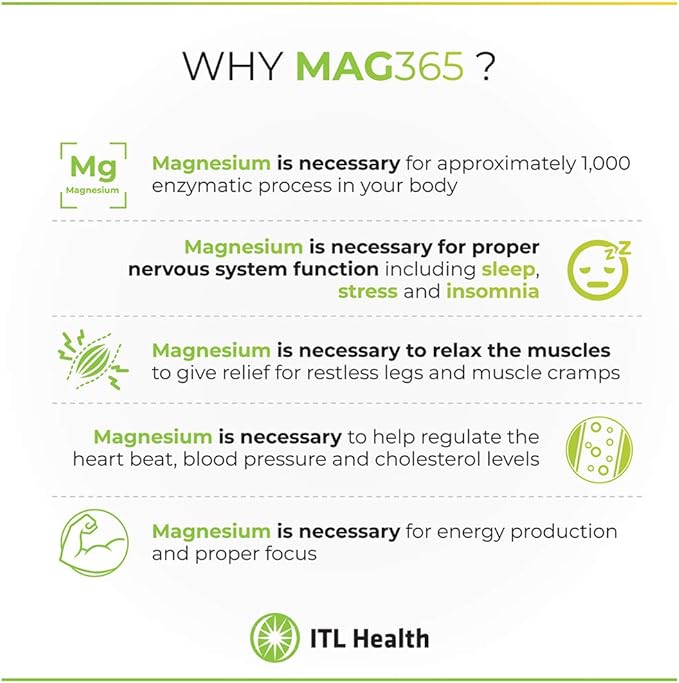 Magnesium Mag 365 Citrate Exotic Lemon Powder - 300g Why use 