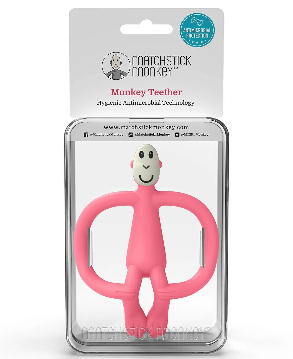 Matchstick Monkey pink baby teether