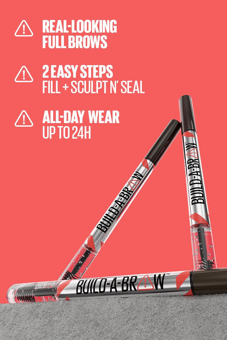 Real-looking full brows created with Maybelline Build-A-Brow pen and gel