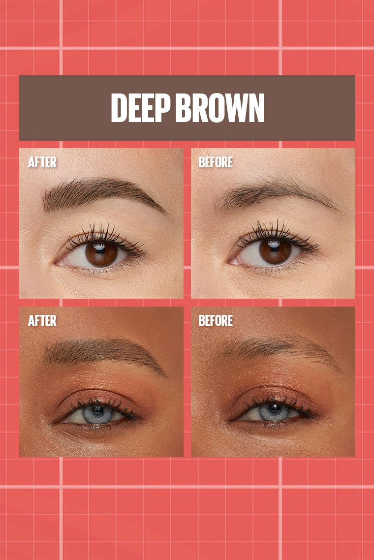 Maybelline Build A Brow Eyebrow Pen 260 Deep Brown Before and afters