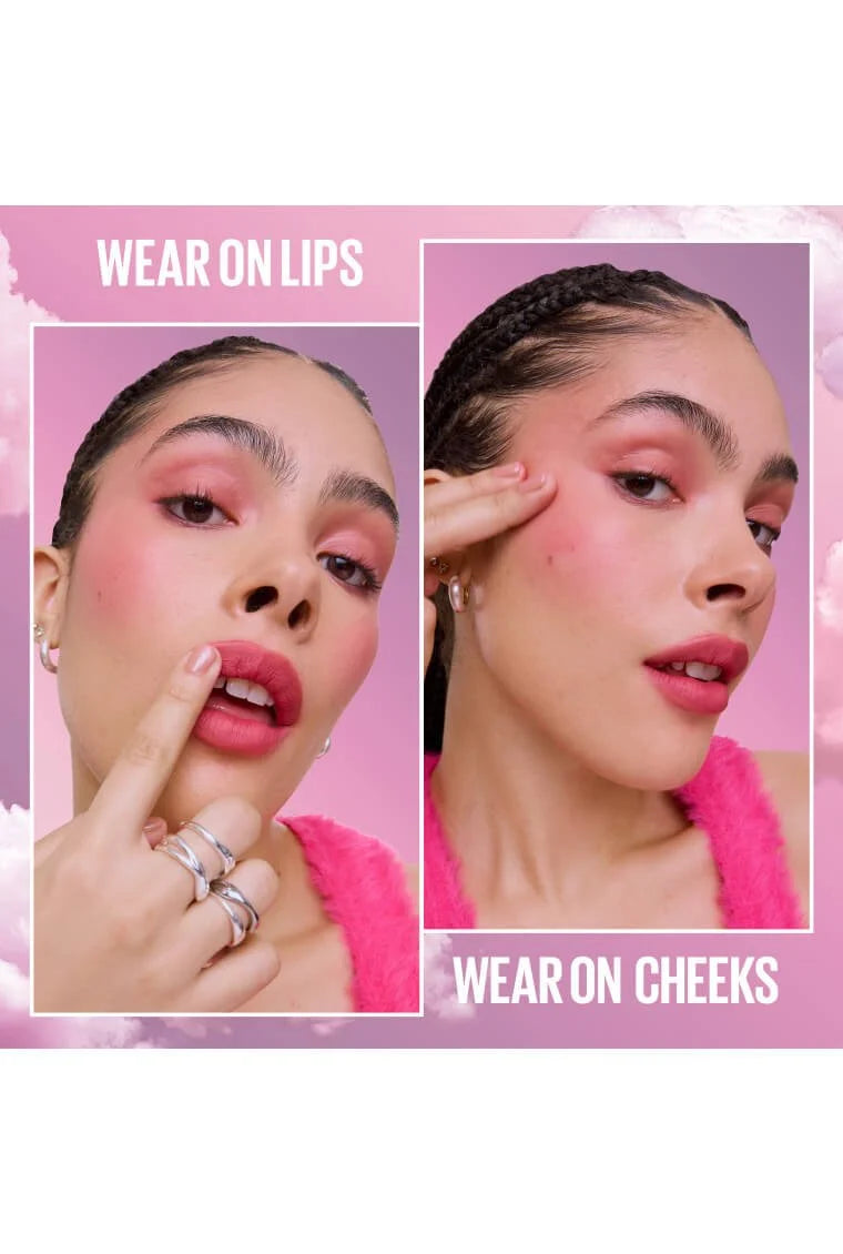 Maybelline Cloudtopia mousse blush worn on cheeks and lips