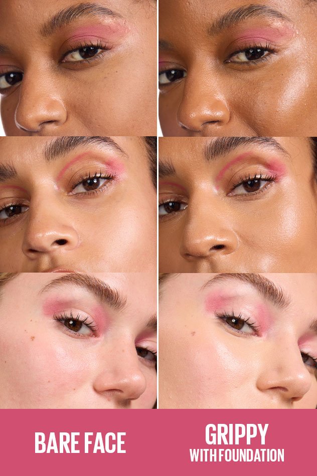 Maybelline Grippy Serum before and after foundation comparison