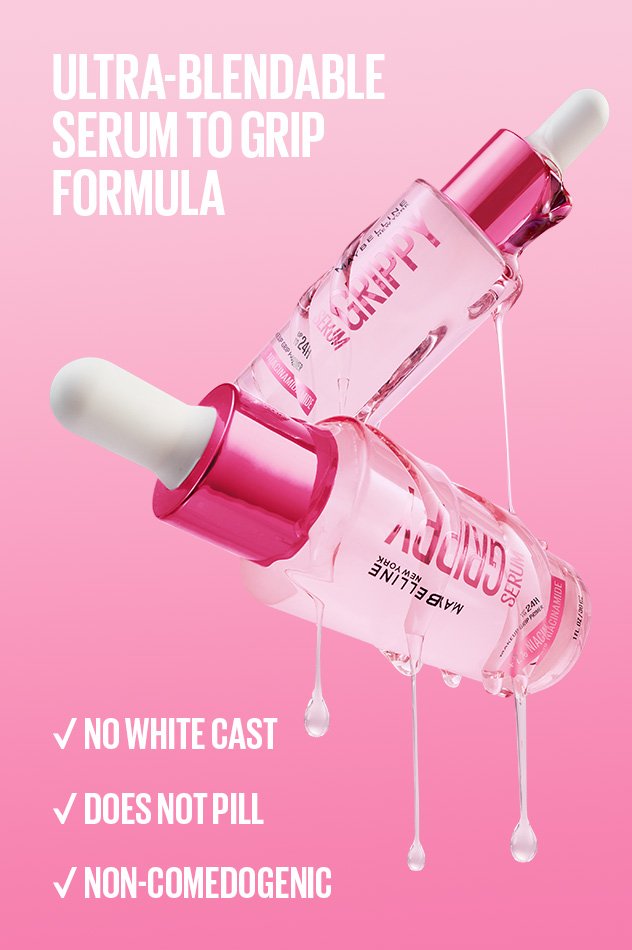 Maybelline Grippy Serum ultra-blendable primer infographic