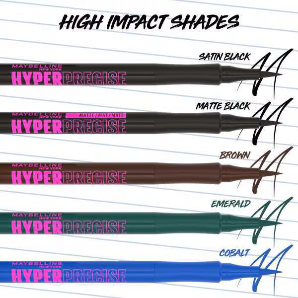 Maybelline HyperPrecise winged felt tip eyeliner colours 