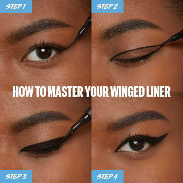 Maybelline HyperPrecise winged liner application result