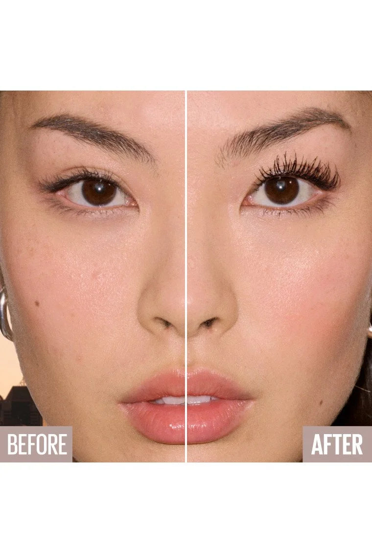 Maybelline Lash Sensational mascara worn on lashes Before and after 