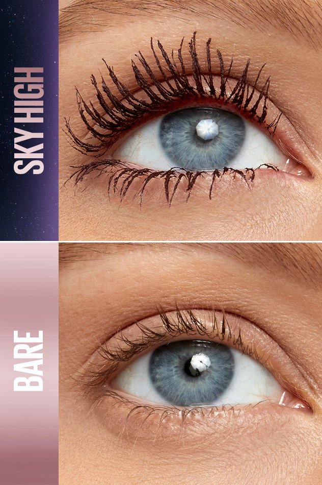 Maybelline Lash Sensational Sky High Mascara Burgundy Haze Before & After 