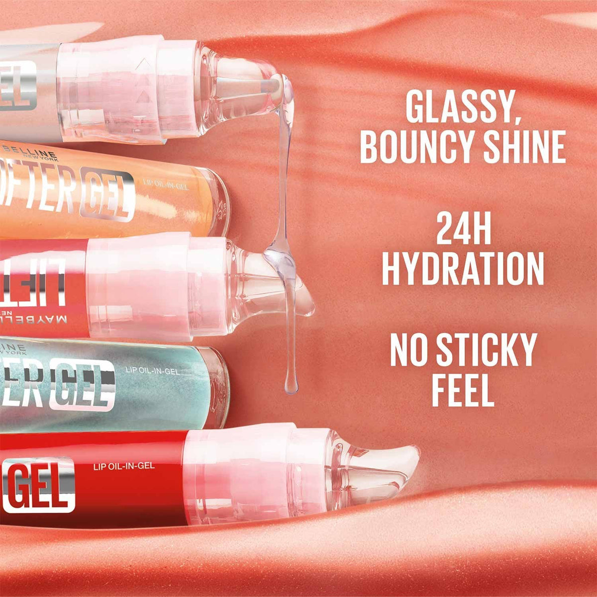 Maybelline Lifter Gel lip gloss 24-hour hydration and glassy shine benefits