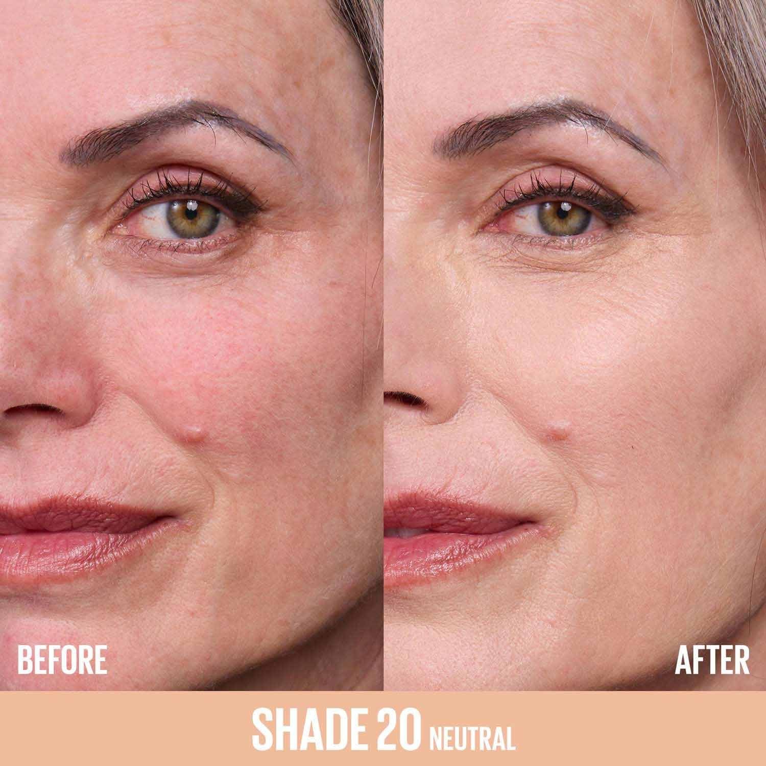 Maybelline Lifter Concealer 20 Neutral before and after coverage