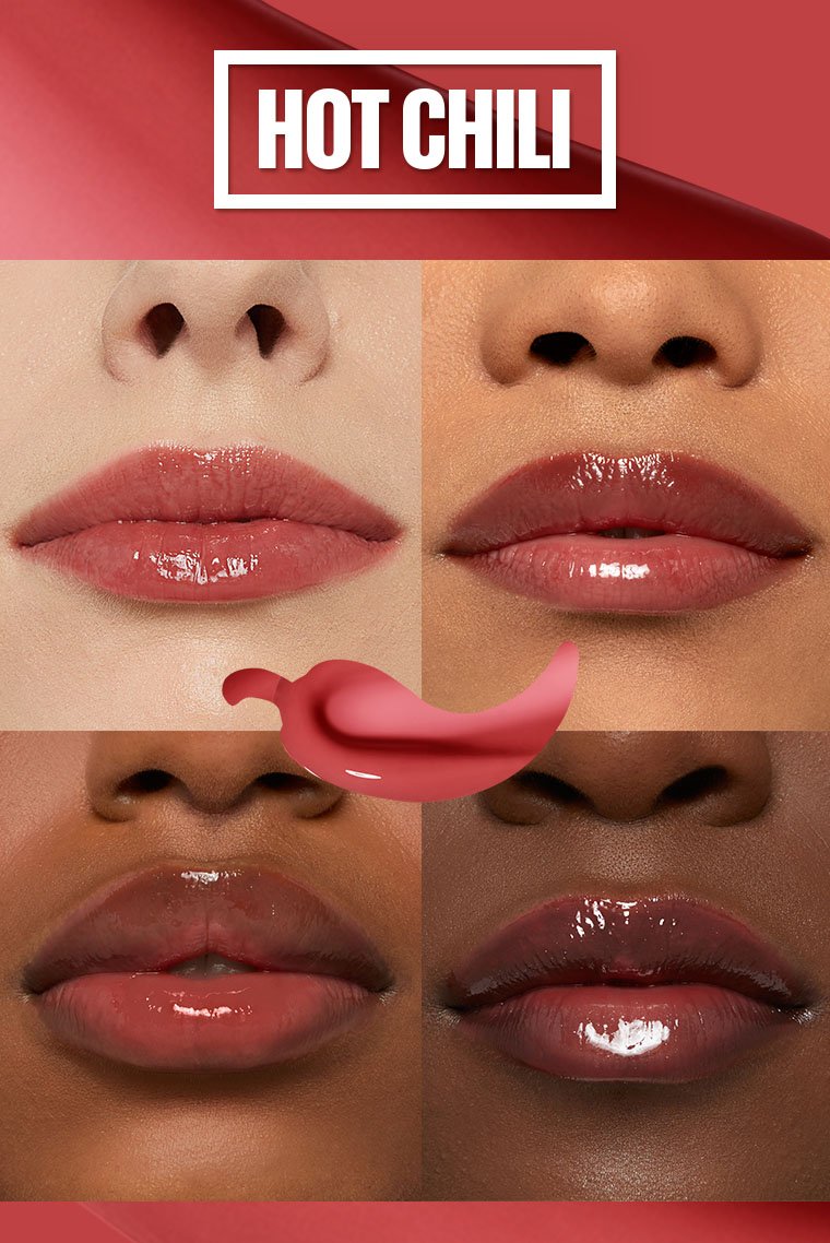 Maybelline Lifter Plump Lip Gloss - 006 Chili Hot Before and After