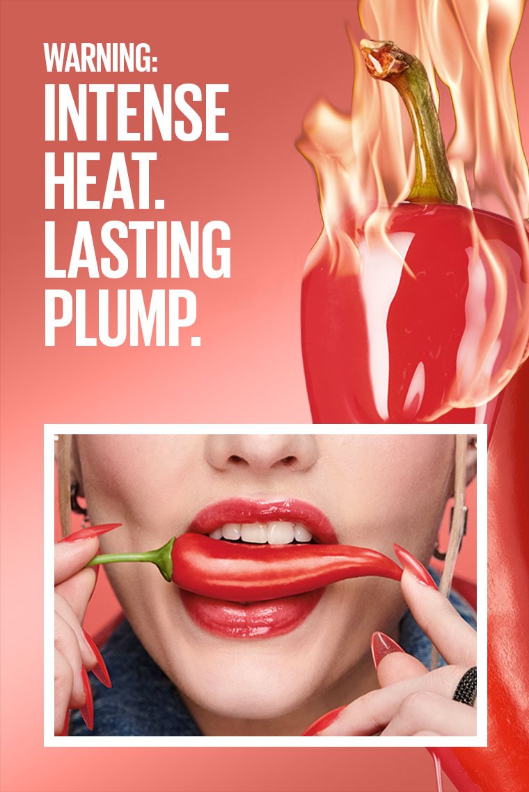 Model applying Maybelline Hot Honey gloss – intense plumping formula with chili extract