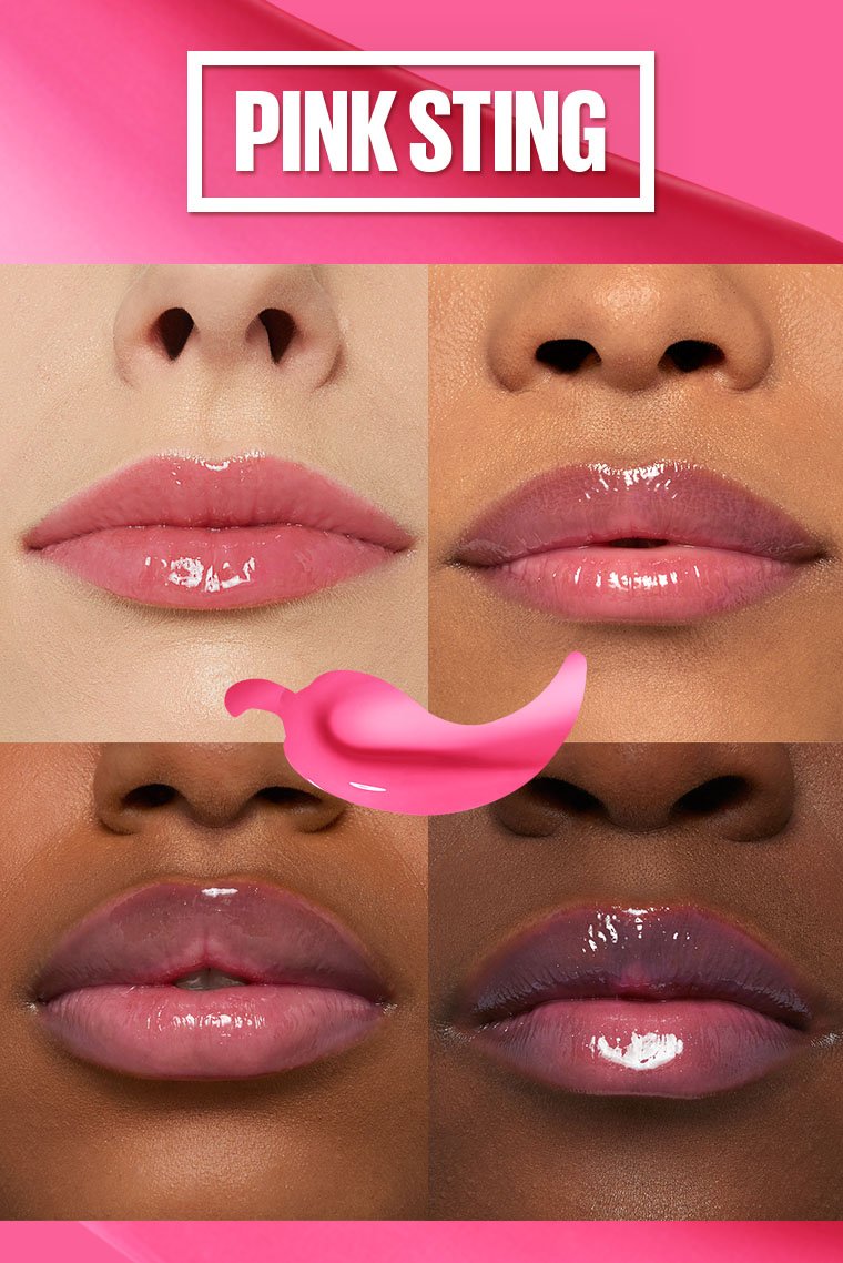 Before and after lip plumping results with Maybelline Lifter Gloss Pink Sting