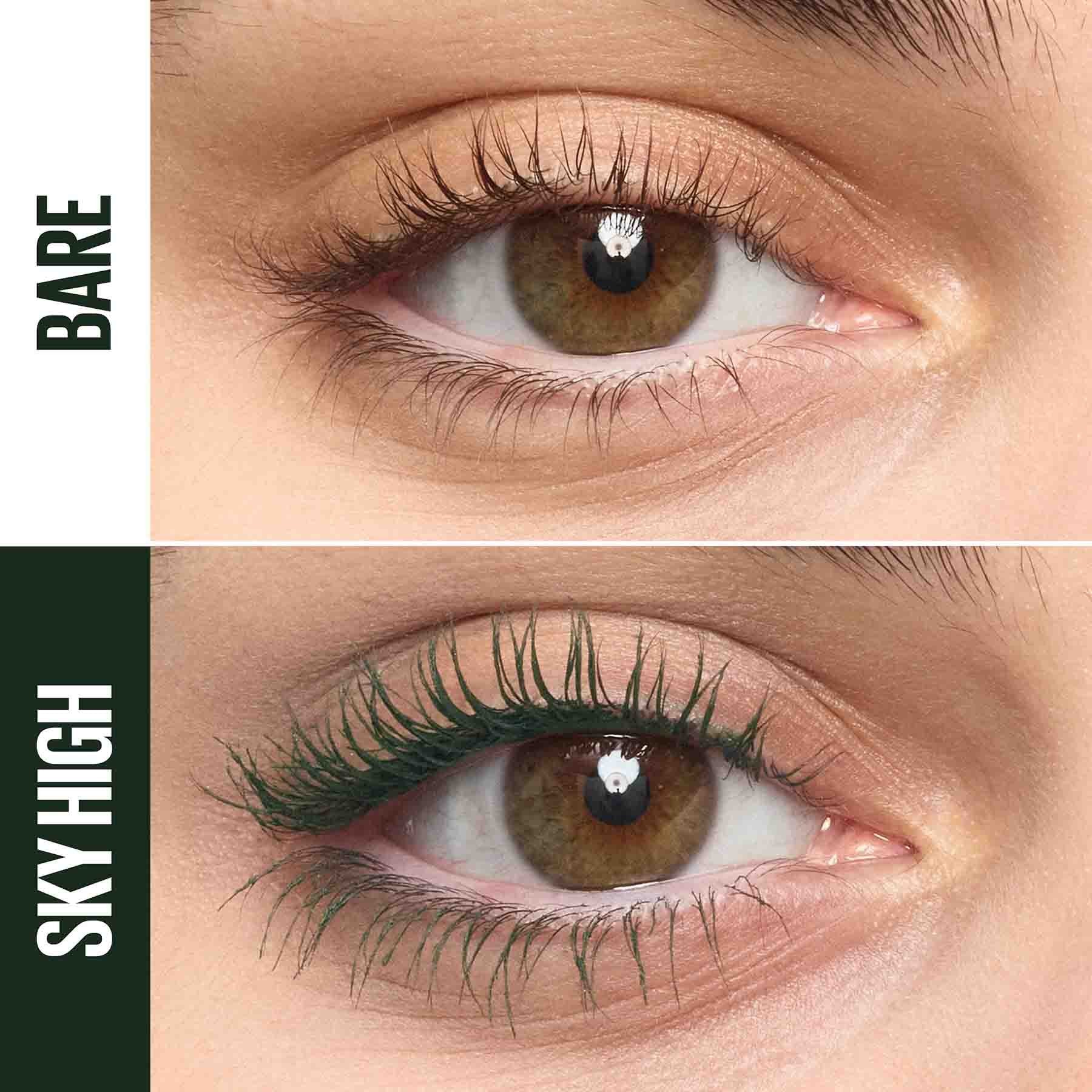 Maybelline Sky High Green mascara before and after review 