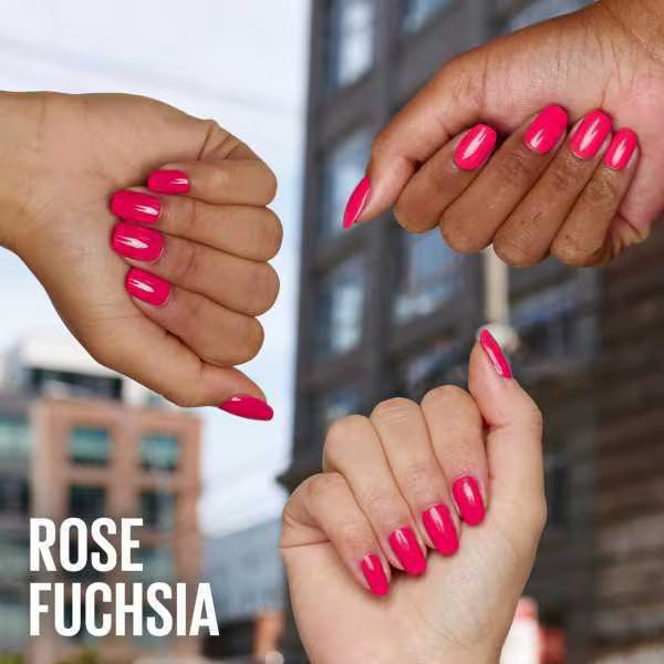 Maybelline SuperStay Ink Bonder Rose Fuchsia nail colour on nails