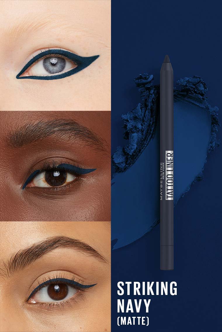 Maybelline Tattoo Liner 920 Striking Navy eyeliner application and product
