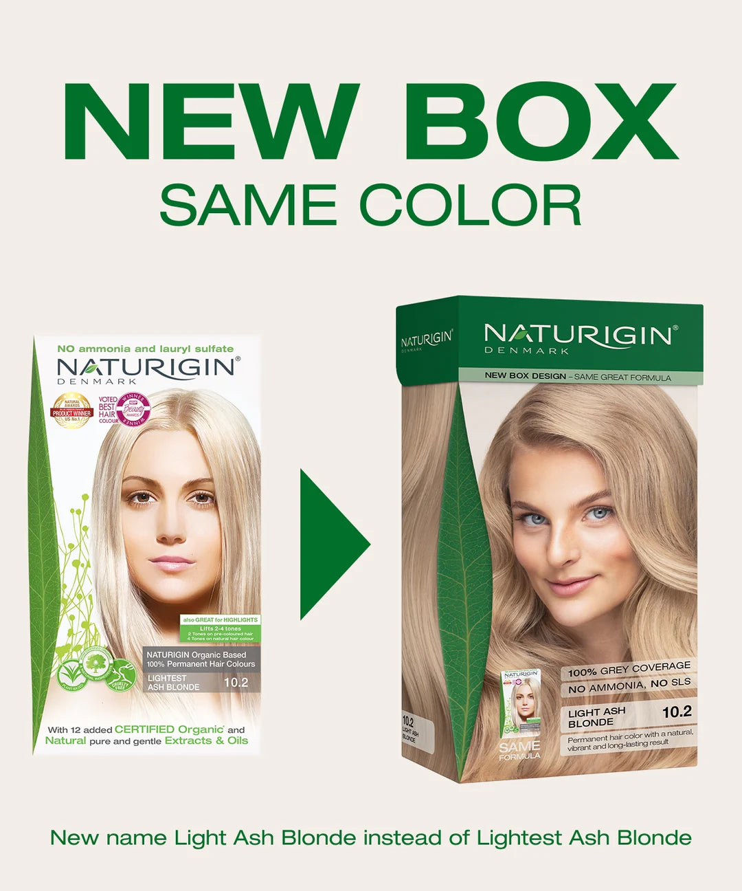Naturigin Light Ash Blonde 10.2 permanent hair dye new box