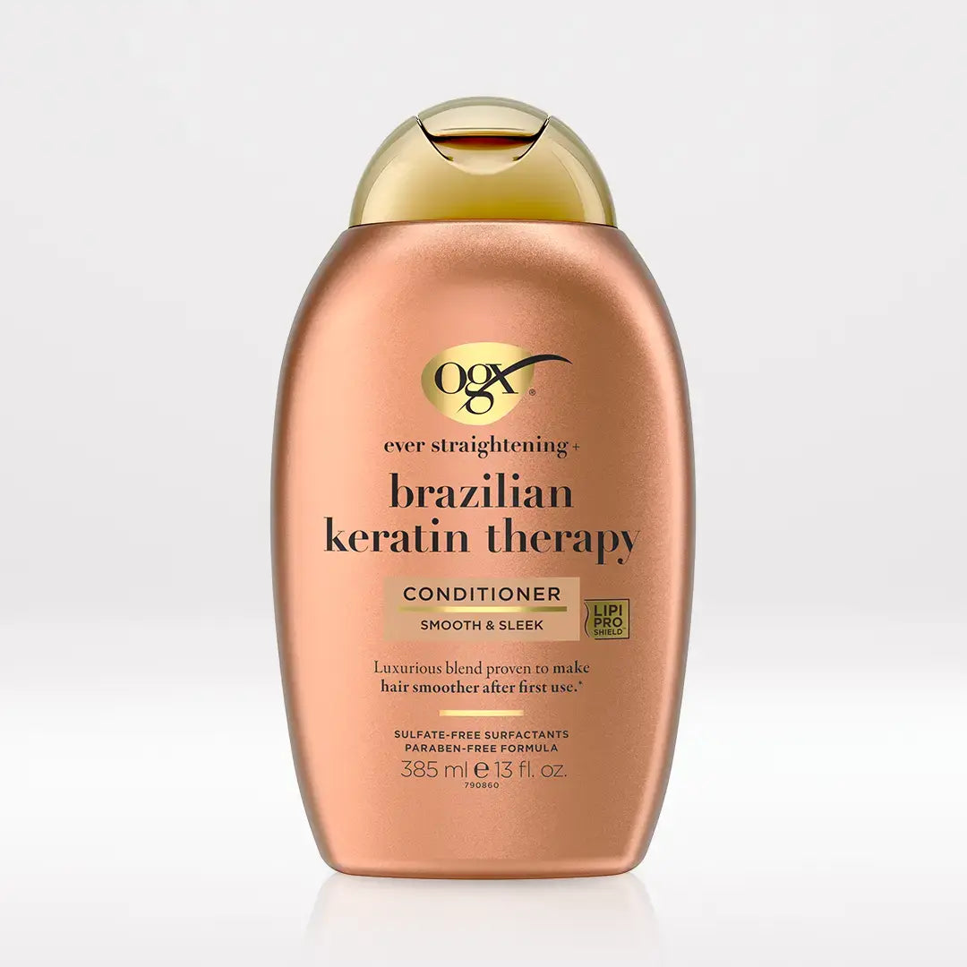 OGX Brazilian keratin therapy conditioner smoothing haircare bottle